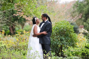 bride and groom laughing at Langtons registry office