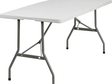 The Plastic Folding Table's lighter weight provides for easier maneuverability.