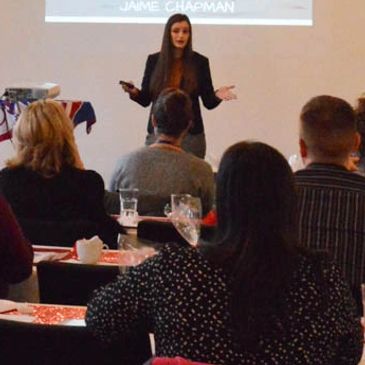 Jaime Chapman speaking at AWAG in Stuttgart Germany