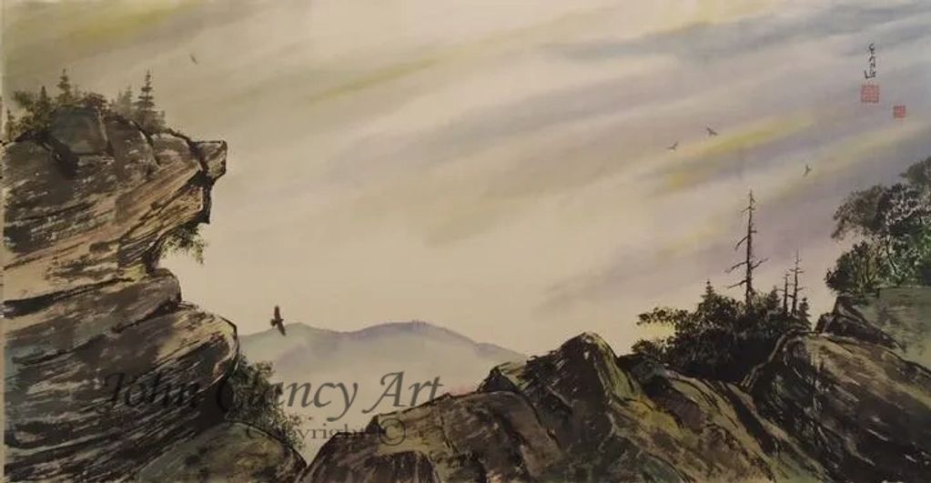 A painting depicting the Blue Ridge Mountains
