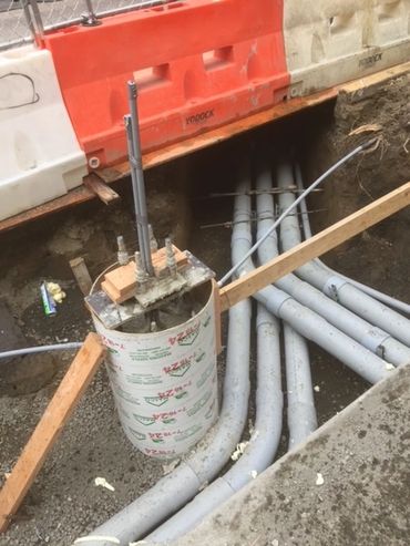 Underground pipes containing electrical wiring
