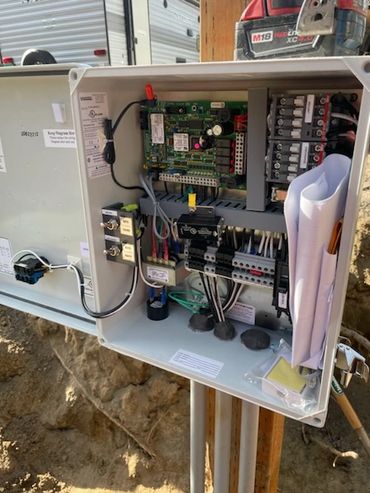 Open electrical cabinet fuse box exterior outdoor
