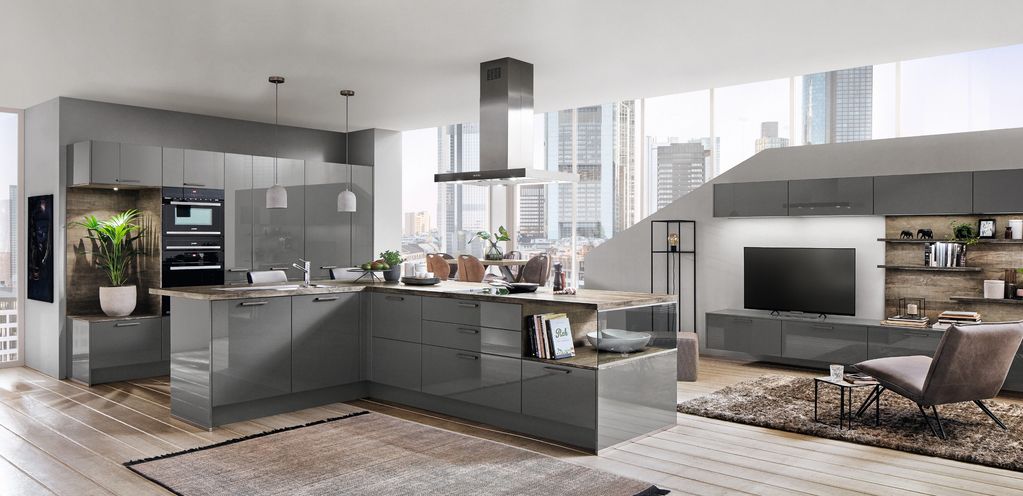 Nobilia Flash Slate Grey high-gloss kitchen