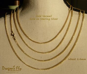 Gold Vermeil Sterling Silver Chains heavily plated in Yellow or Rose Gold