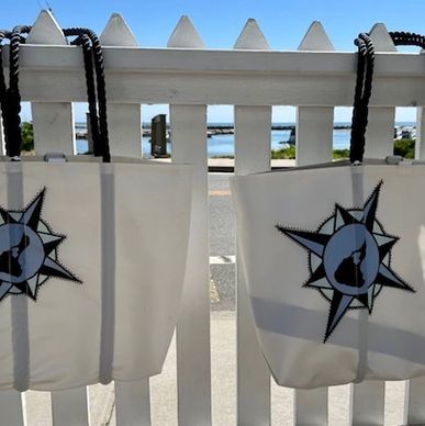 Custom designed and exclusive design Block Island Sail Bags made for us by Sea Bags of Maine