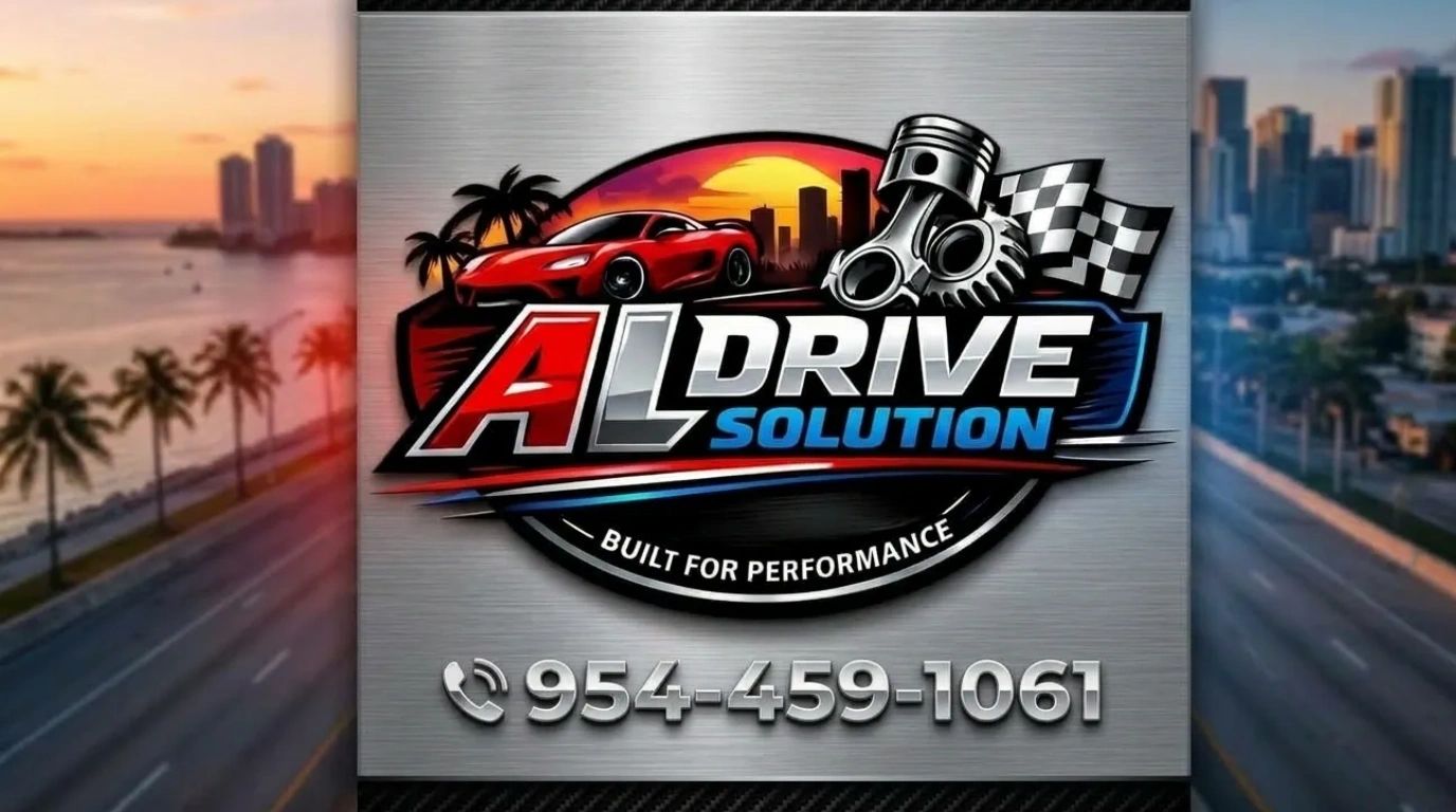AL Drive Solution logo with contact number and performance theme.