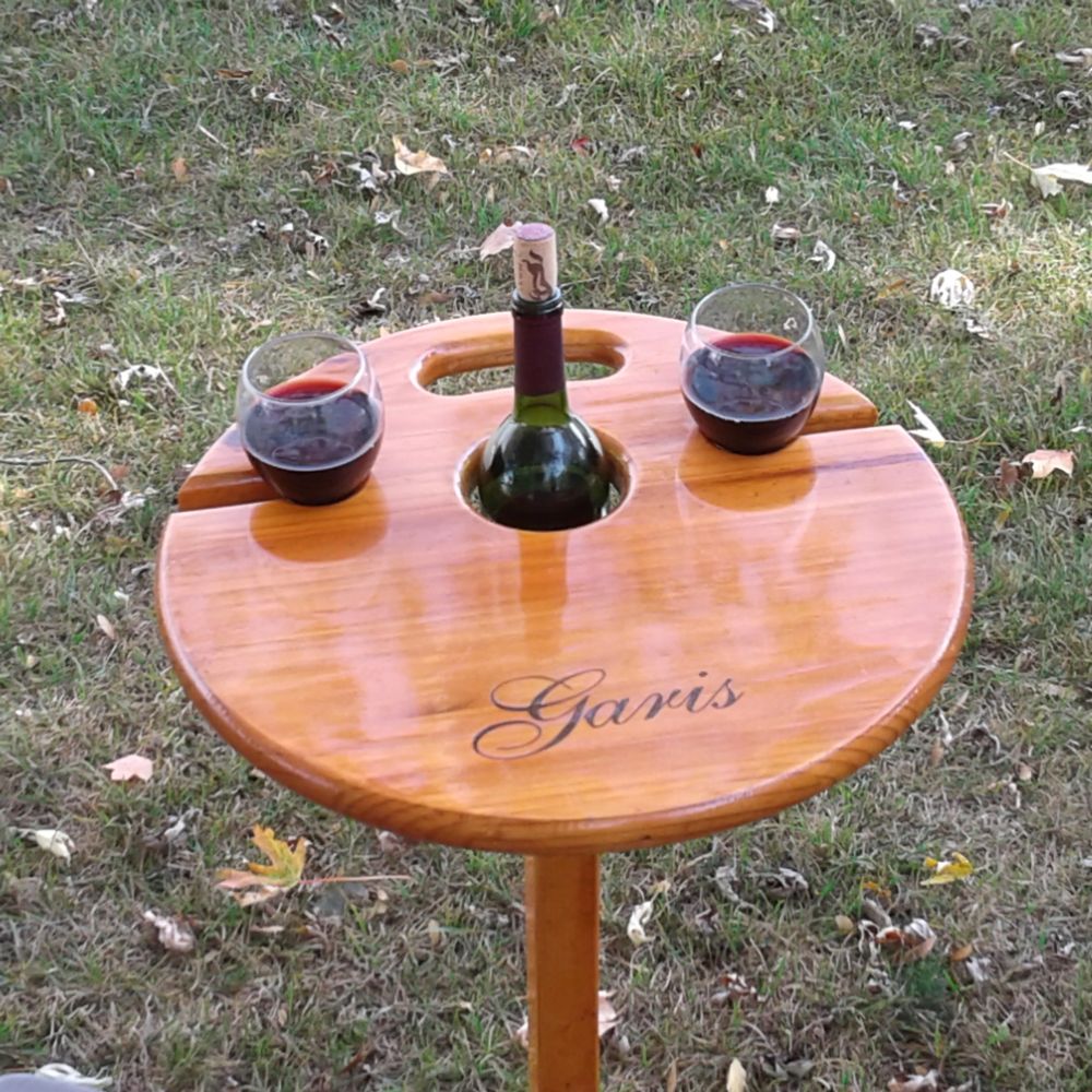 Personalized portable wine table. A unique gift for weddings, Christmas, retirement, birthdays, etc.