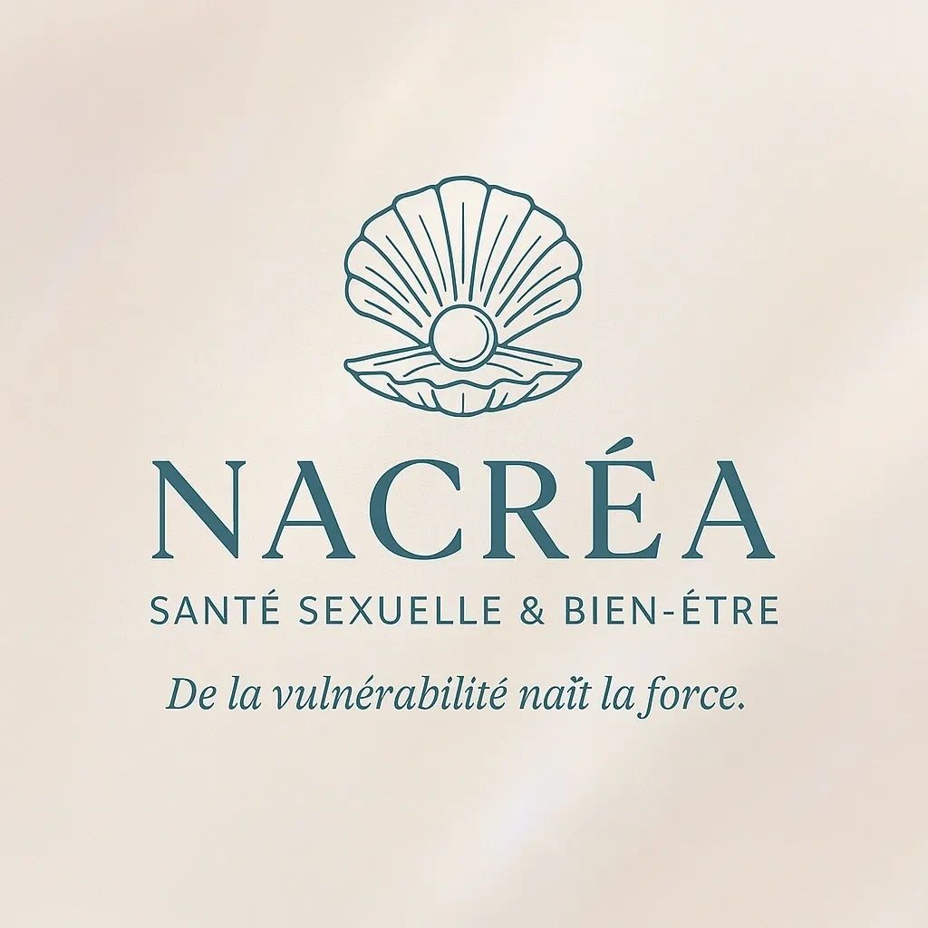 Logo of NACRÉA focusing on sexual health and well-being with a pearl and shell design.
