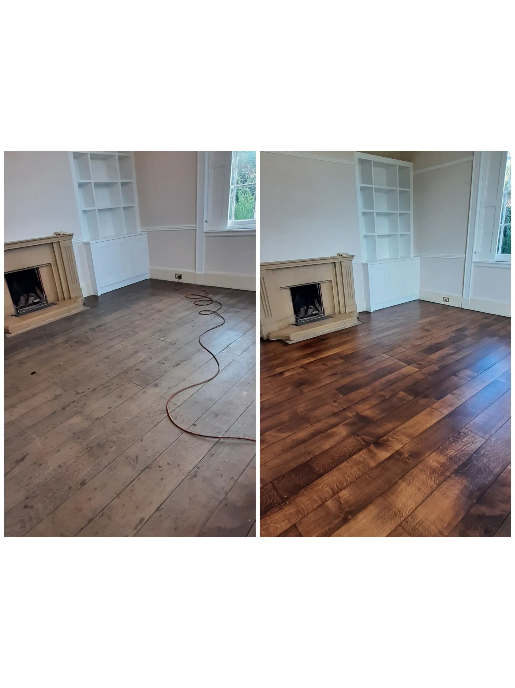 Beautiful oiled floor before and after