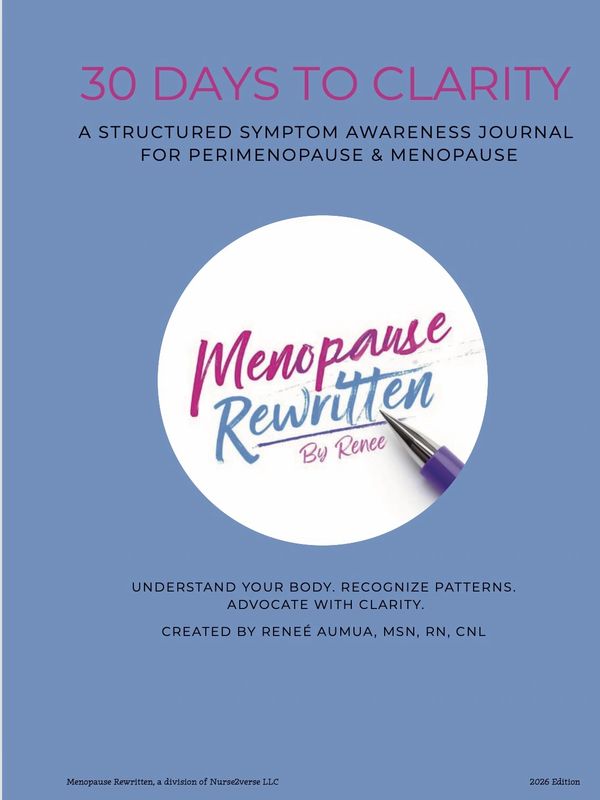 Cover of a symptom awareness journal for perimenopause and menopause.