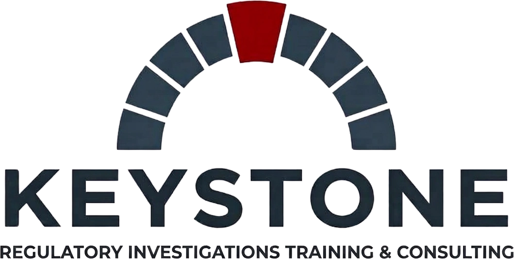 Keystone logo with regulatory, investigations, training & consulting text.