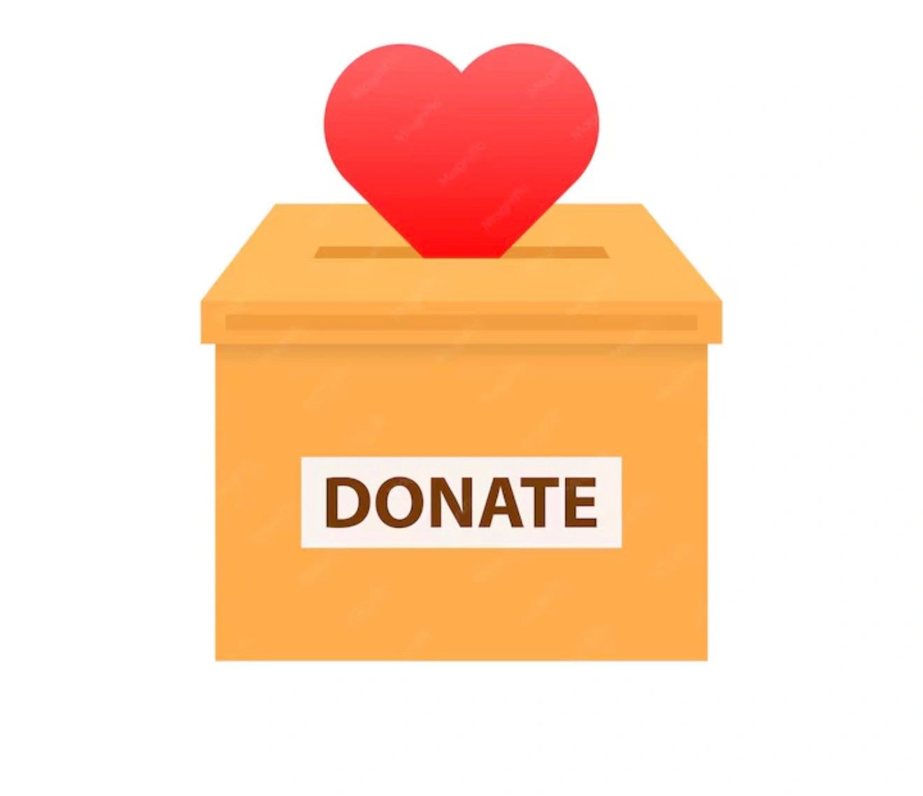 A donation box with a heart symbol on top.