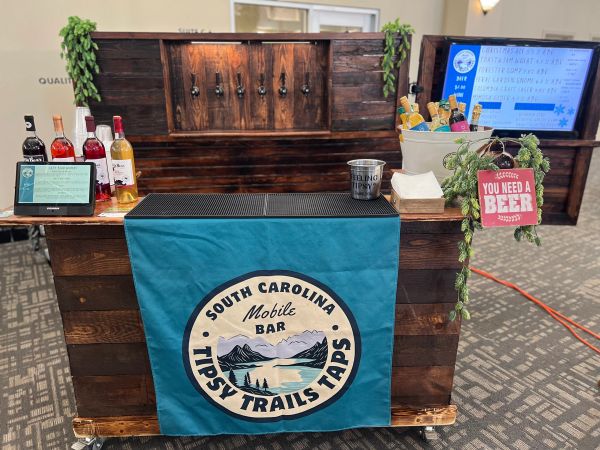 South Carolina Mobile Bar setup with beer taps and bottles.