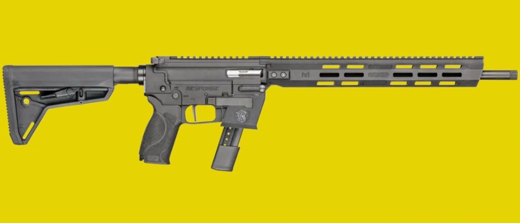 S&W Response 9mm, 16.5” threaded bbl., M-Lok handguard, Flexmag use of Glock 23 rd. mags SKU: 13797