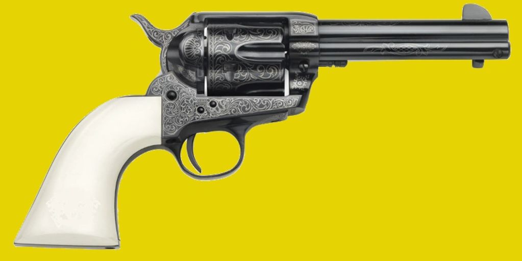 Taylor’s & Company Pietta 1873 Outlaw Legacy .357 Mag, 4.75” bbl., engraved God, Guns Freedom 200059
