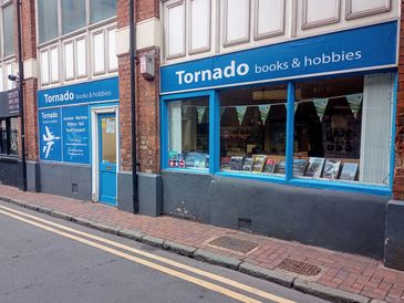 exterior of book and hobby shop