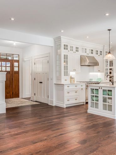 Wire Brushed White Oak Engineered Hardwood Flooring with Flush Mount Vents, Priddis Alberta