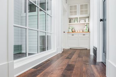 Wire Brushed White Oak Engineered Hardwood Flooring with Flush Mount Vents, Priddis Alberta