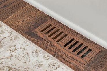 Wire Brushed White Oak Engineered Hardwood Flooring with Flush Mount Vents, Priddis Alberta