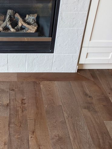 Engineered Hardwood and Glazed Porcelain Tile Flooring, Okotoks, Alberta