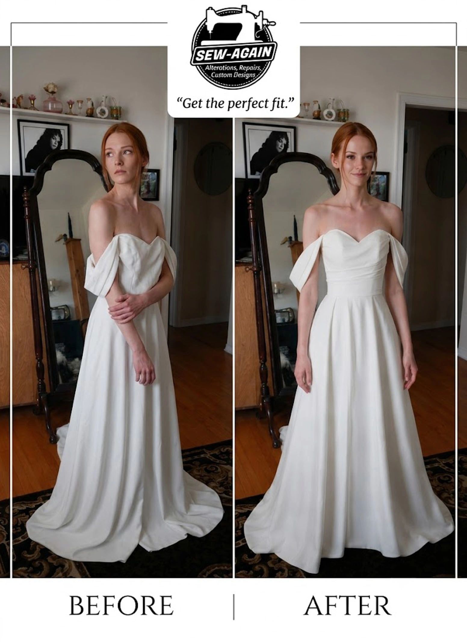Before and after dress fitting by Sew-Again.