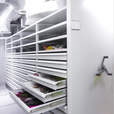 Mobile Shelving With Pullout Storage Drawers