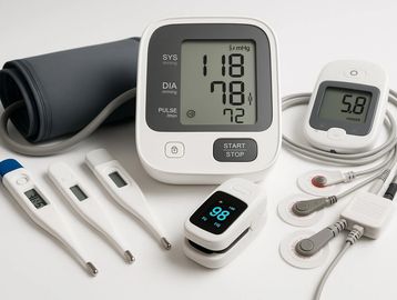 Medical and healthcare electronics, digital thermometers, blood pressure monitors, health monitoring