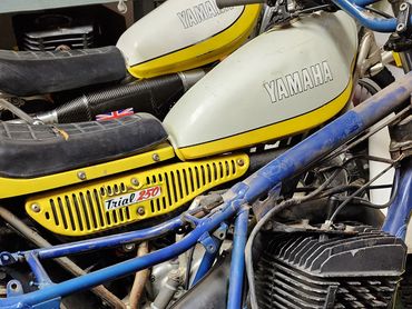 all the bike parts were separated to repair a bike