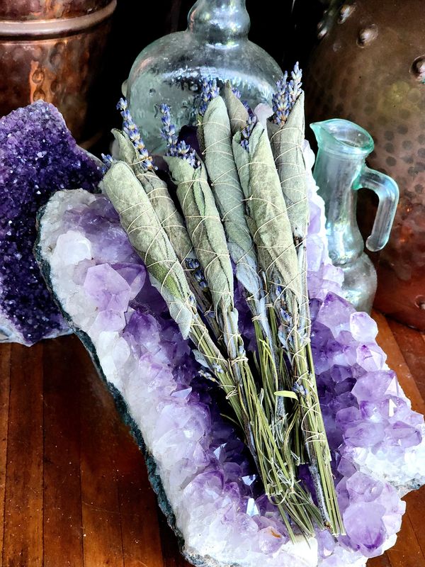 Our Organic Hand Crafted Lavender & Sage Sacred Smoke Smudge Wands..Now Available! Limited Edition