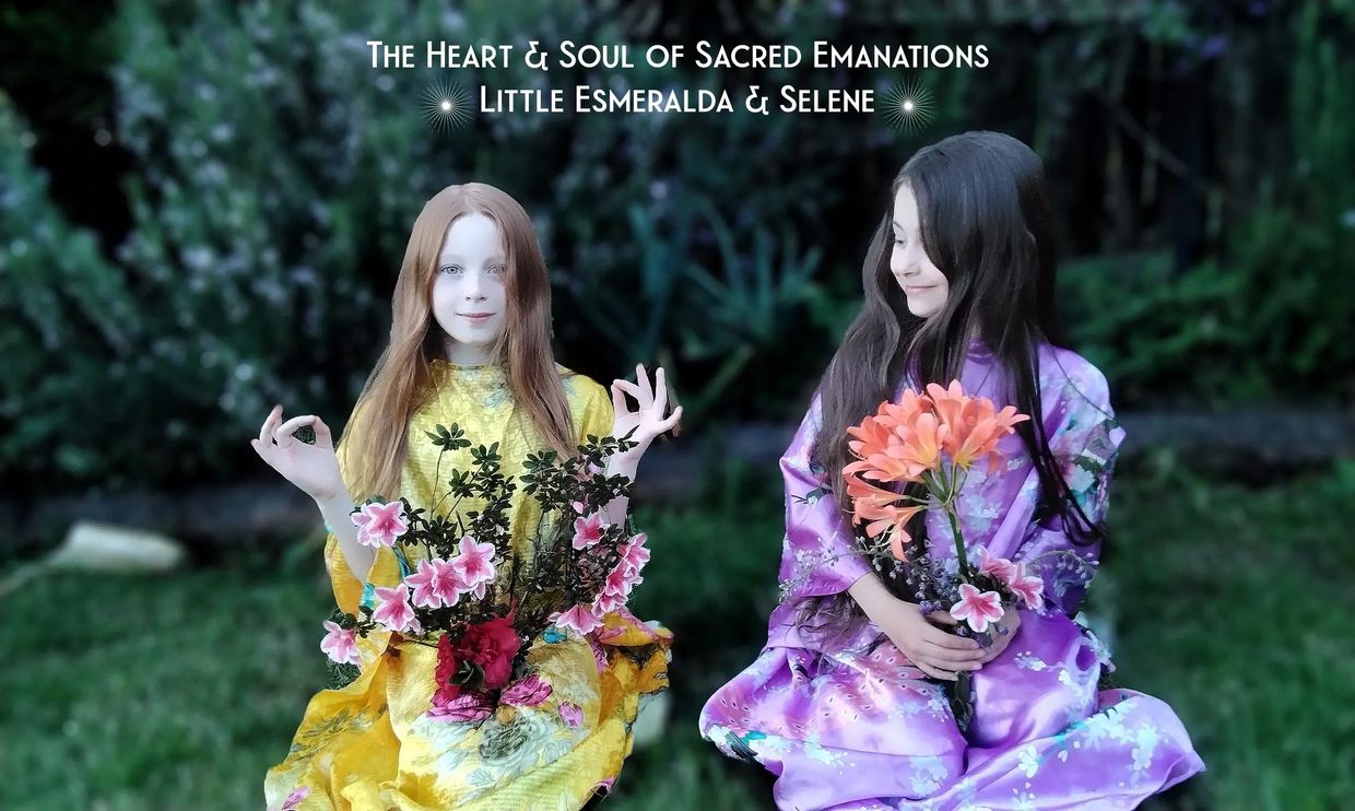 Little Esmeralda & Selene in our Eden Apothecary garden, the heart and soul of sacred emanations