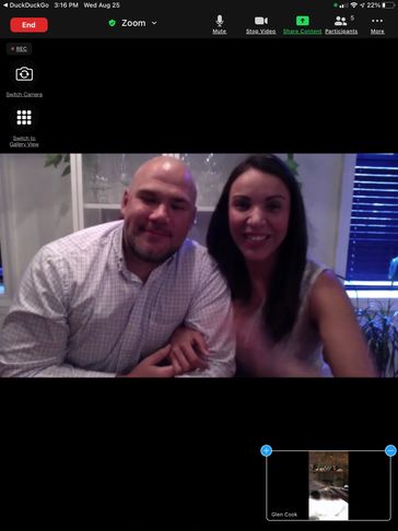 A couple married in an online video conference wedding on Zoom with a Utah Wedding Officiant. 