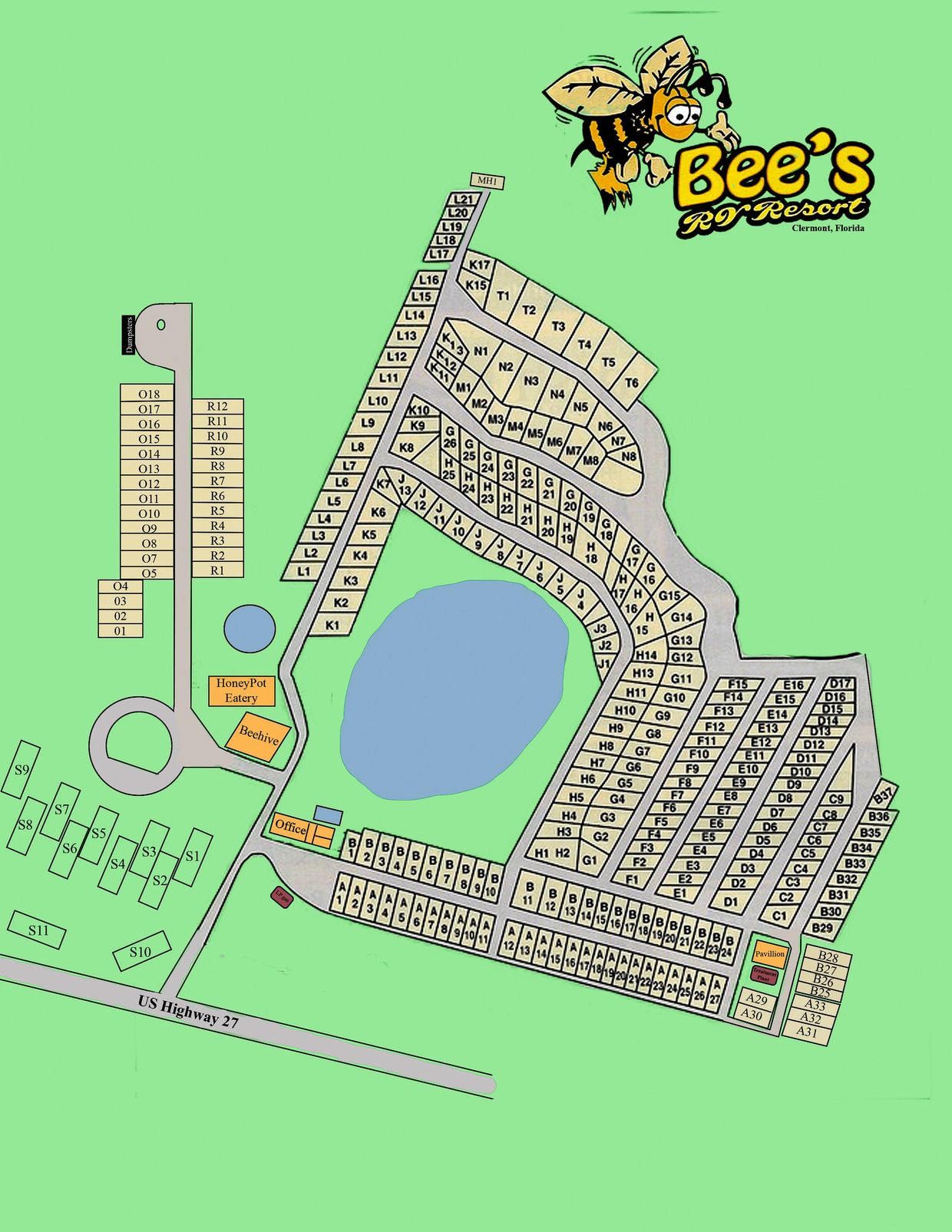 Resort Map, Bees RV Resort Map