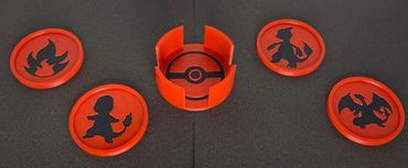Fire themed coaster set with holder and storage box.