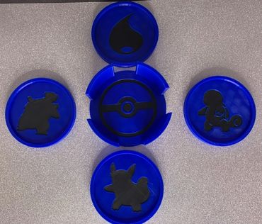 Water themed coaster set with holder and storage box.
