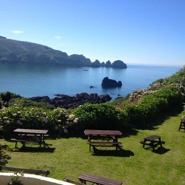 View of Moulin Huet Bay from the Tearoom