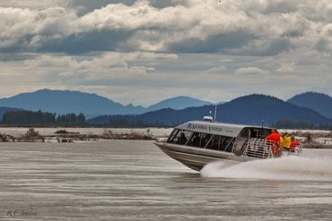 Jet boat on Stikine River delta