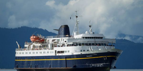 Alaska Marine Highway System, ferry coming to dock in Wrangell