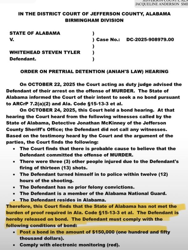 Motion Granting Bond - State failed to provide the burden of proof