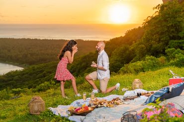 Wedding Sunset Proposal on the UNESCO World Heritage Site  - Le Morne Brabant Mauritius
