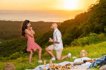 Wedding Sunset Proposal on the UNESCO World Heritage Site  - Le Morne Brabant Mauritius