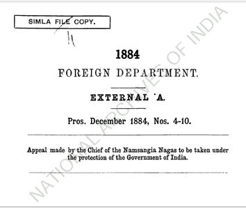 Appeal Made by the Namsangia Chief to the GOI