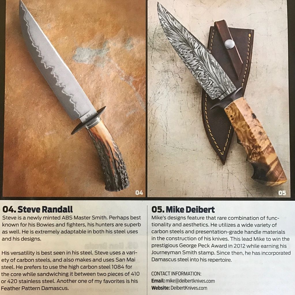 Knives have been featured in Blade Magazine.