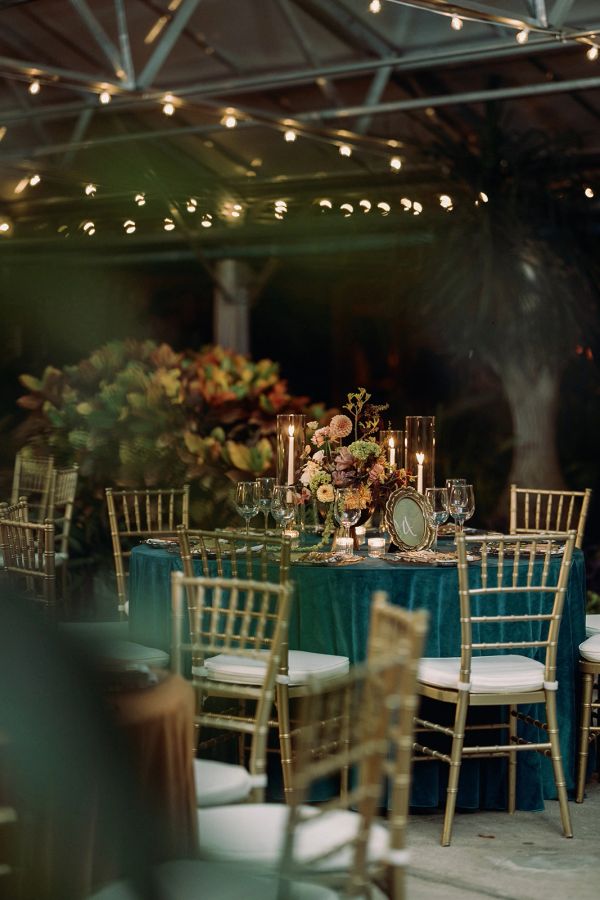 wedding reception decor at The Horticulture Center Philly