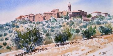 watercolour of italian countryside