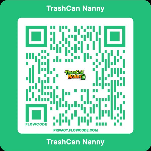 QR code for TrashCan Nanny on a green background.