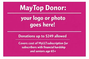 Donation opportunity for MyLLT subscription support.