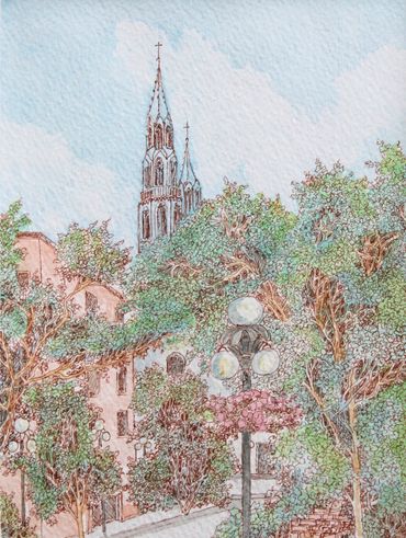 Ink Drawing With Water Colour 6