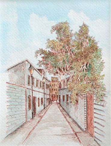 Ink Drawing With Water Colour 3