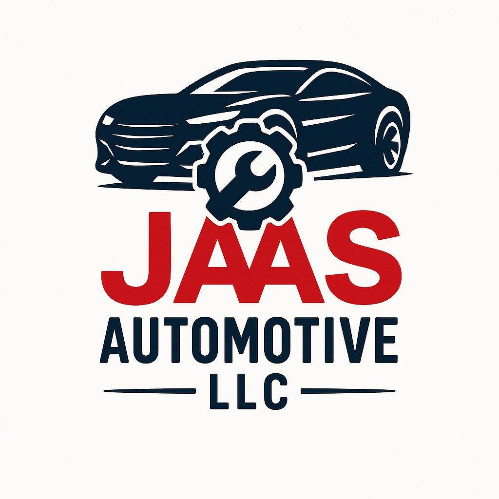 Logo for JAAS Automotive LLC with car and wrench gear symbol.