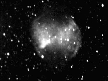 Hydrogen gas comes from the center faint blue star
at mag 13.5